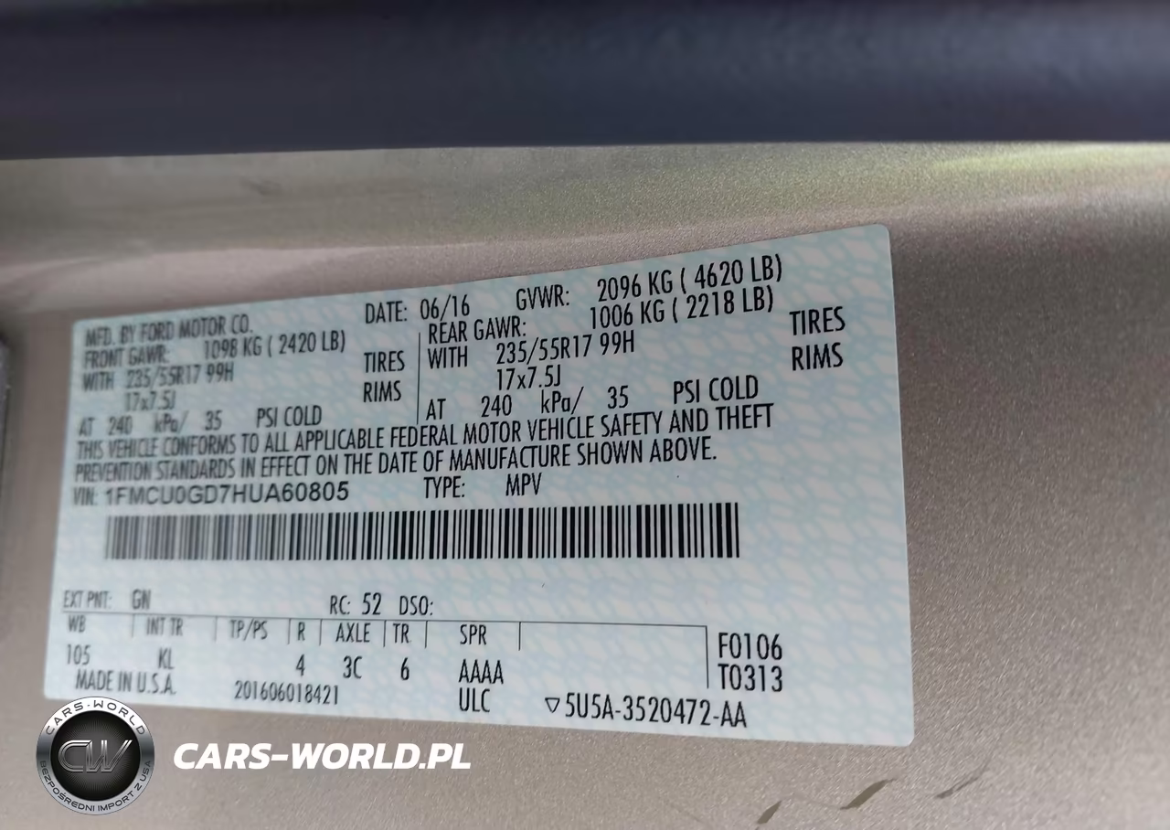 2017 Ford Escape Se VIN:1FMCU0GD7HUA60805 - 9