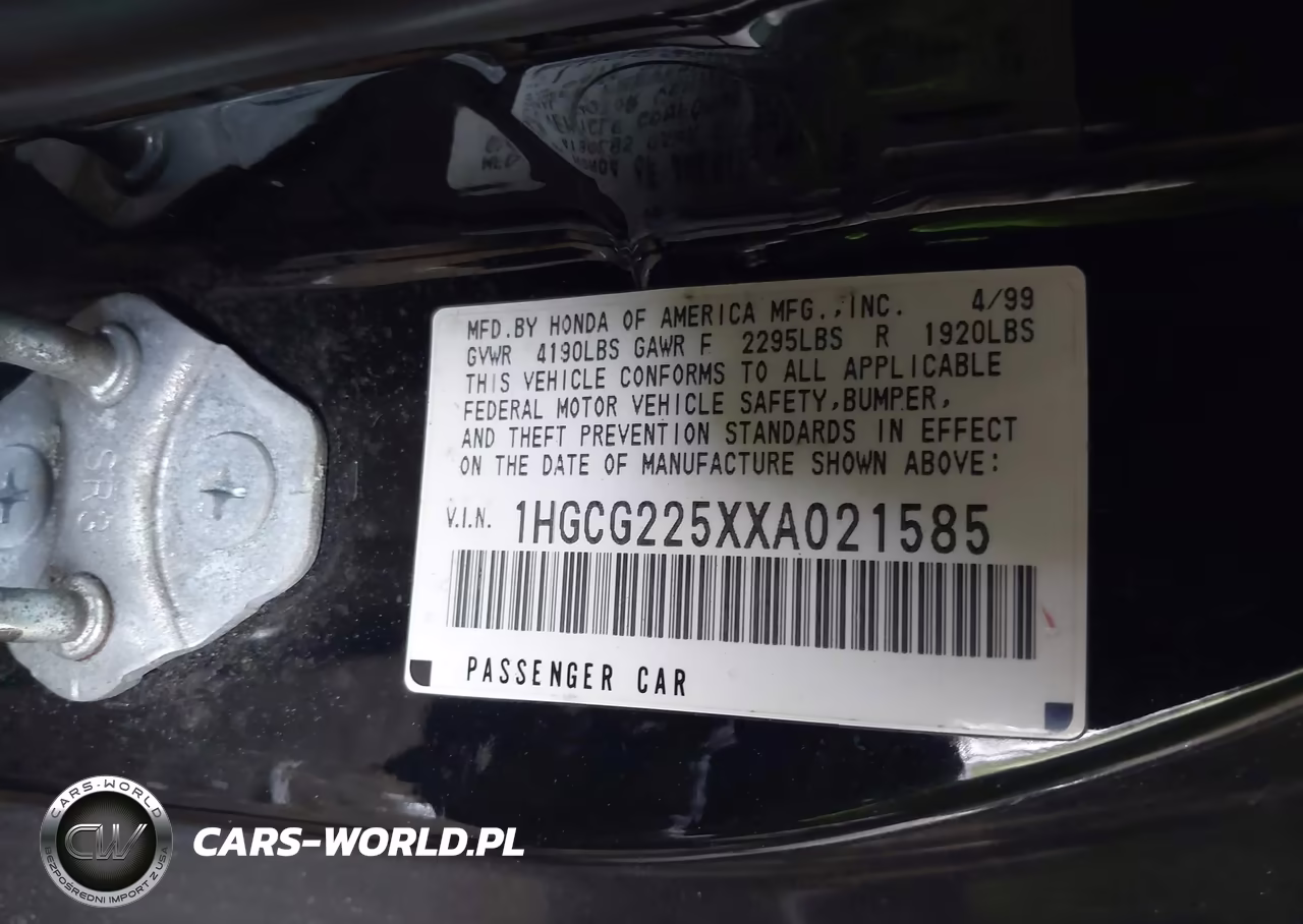 1999 Honda Accord Ex V6 VIN:1HGCG225XXA021585 - 9
