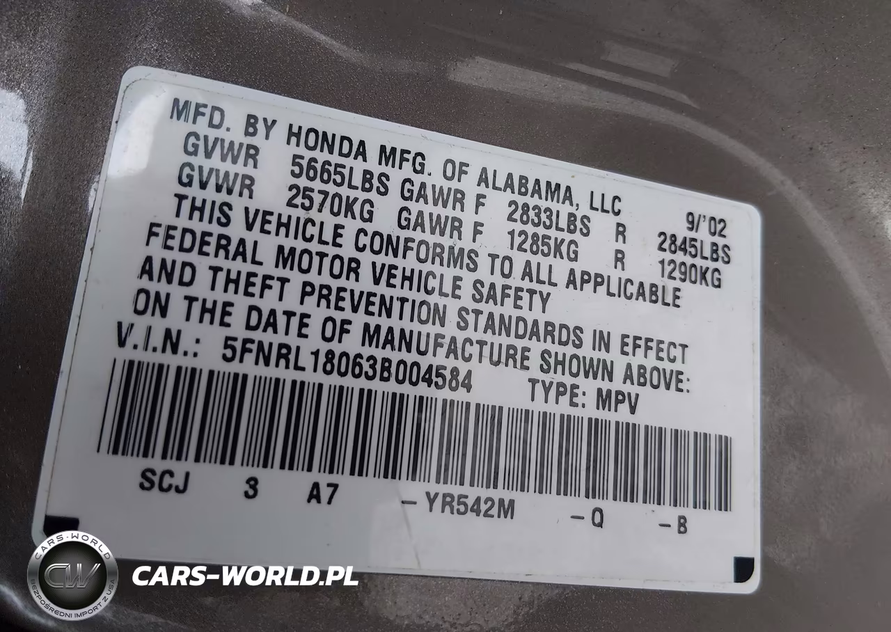 2003 Honda Odyssey Ex-L VIN:5FNRL18063B004584 - 9