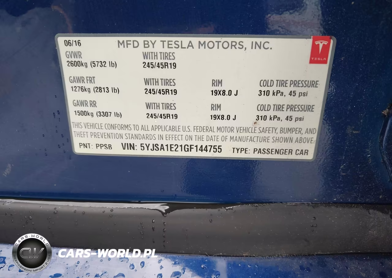 2016 Tesla Model S 60D-70D-75D-85D-90D VIN:5YJSA1E21GF144755 - 9