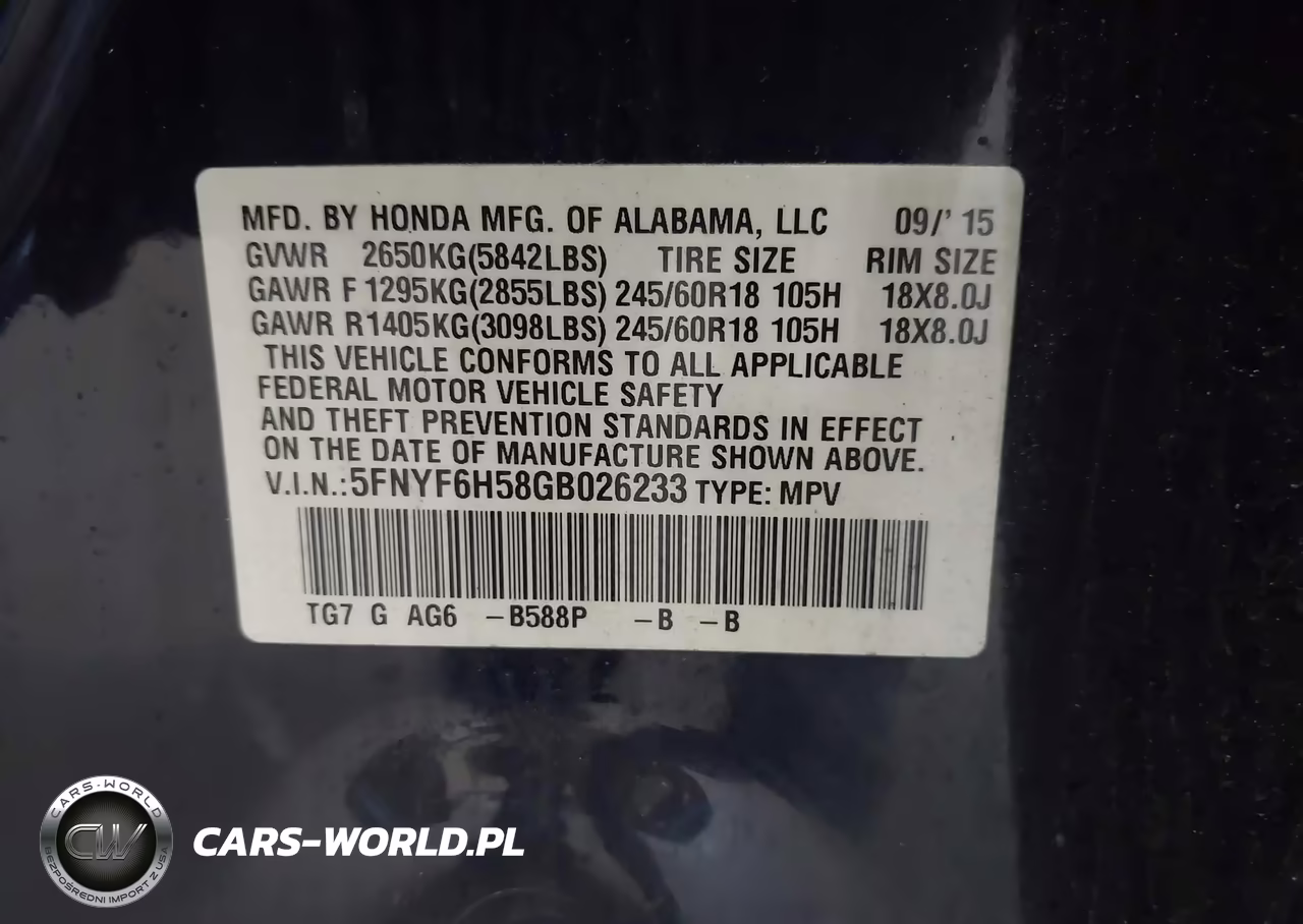 2016 Honda Pilot Ex-L VIN:5FNYF6H58GB026233 - 9