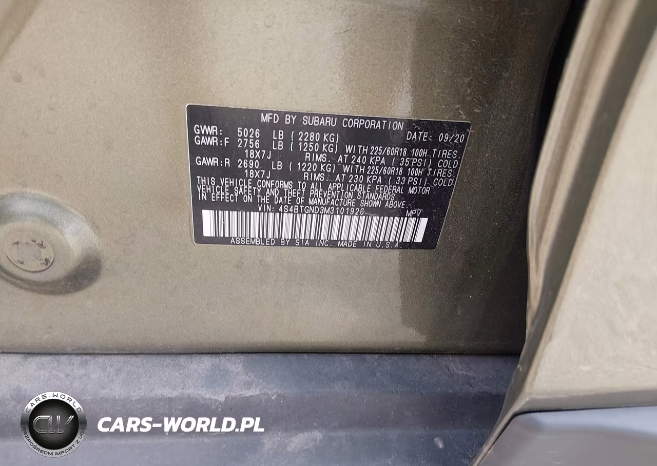 2021 Subaru Outback Limited Xt VIN:4S4BTGND3M3101926 - 9