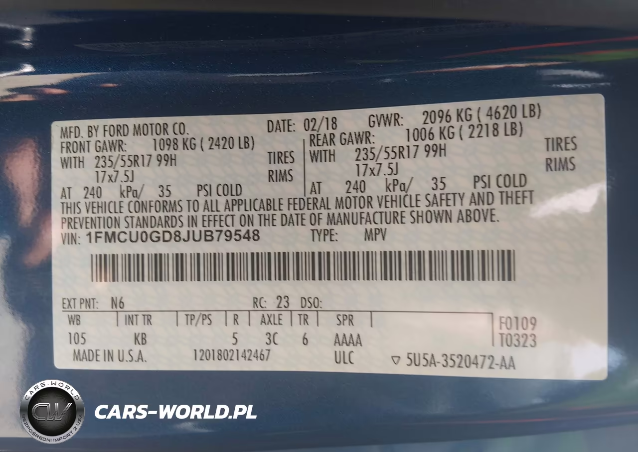 2018 Ford Escape Se VIN:1FMCU0GD8JUB79548 - 9