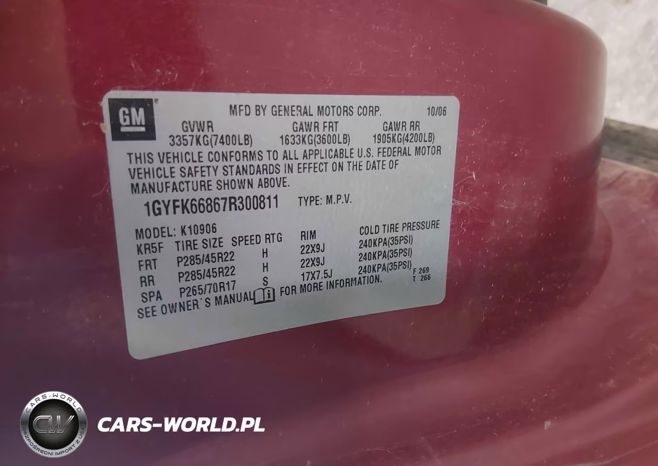 2007 Cadillac Escalade Esv Standard VIN:1GYFK66867R300811 - 9