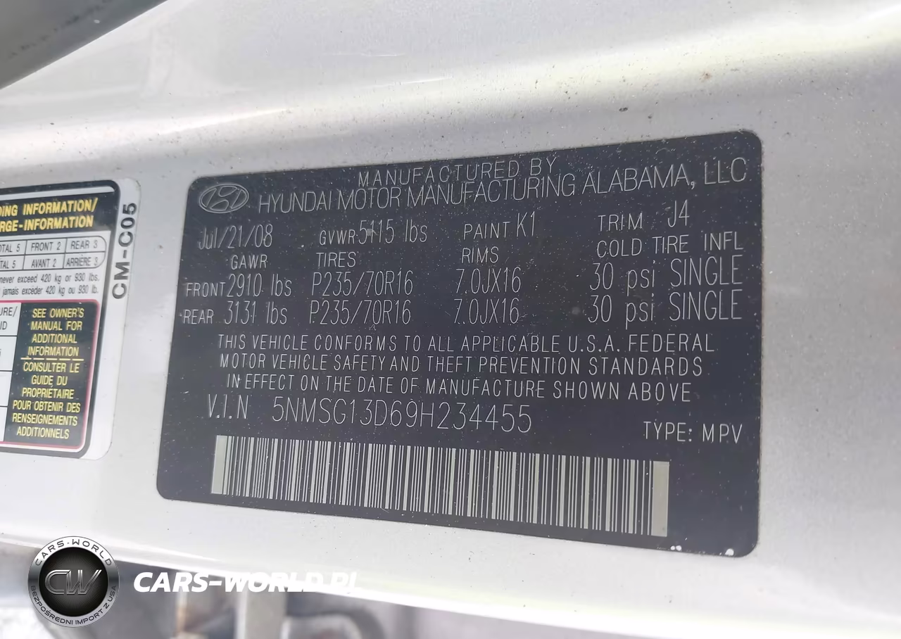 2009 Hyundai Santa Fe Gls VIN:5NMSG13D69H234455 - 9