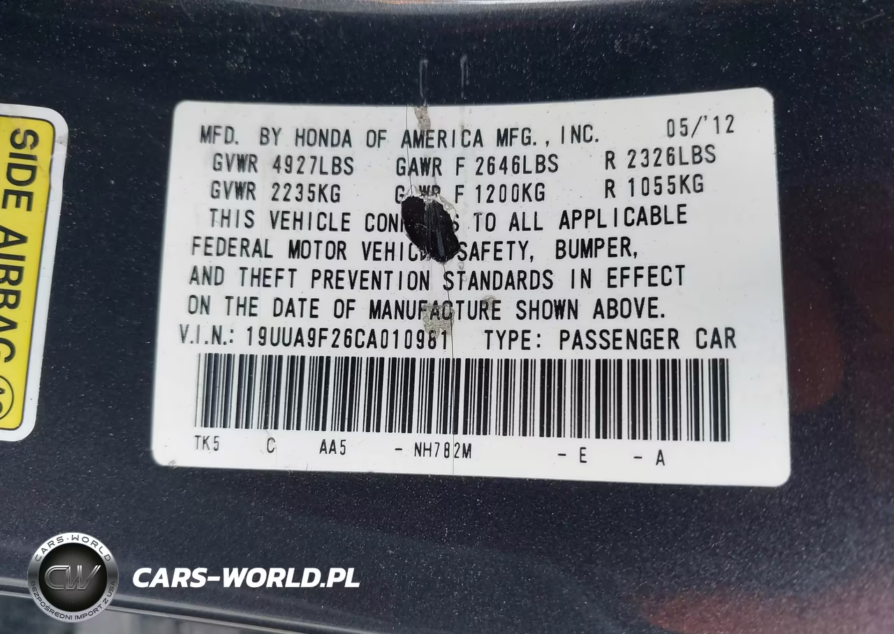 2012 Acura Tl 3.7 VIN:19UUA9F26CA010981 - 9