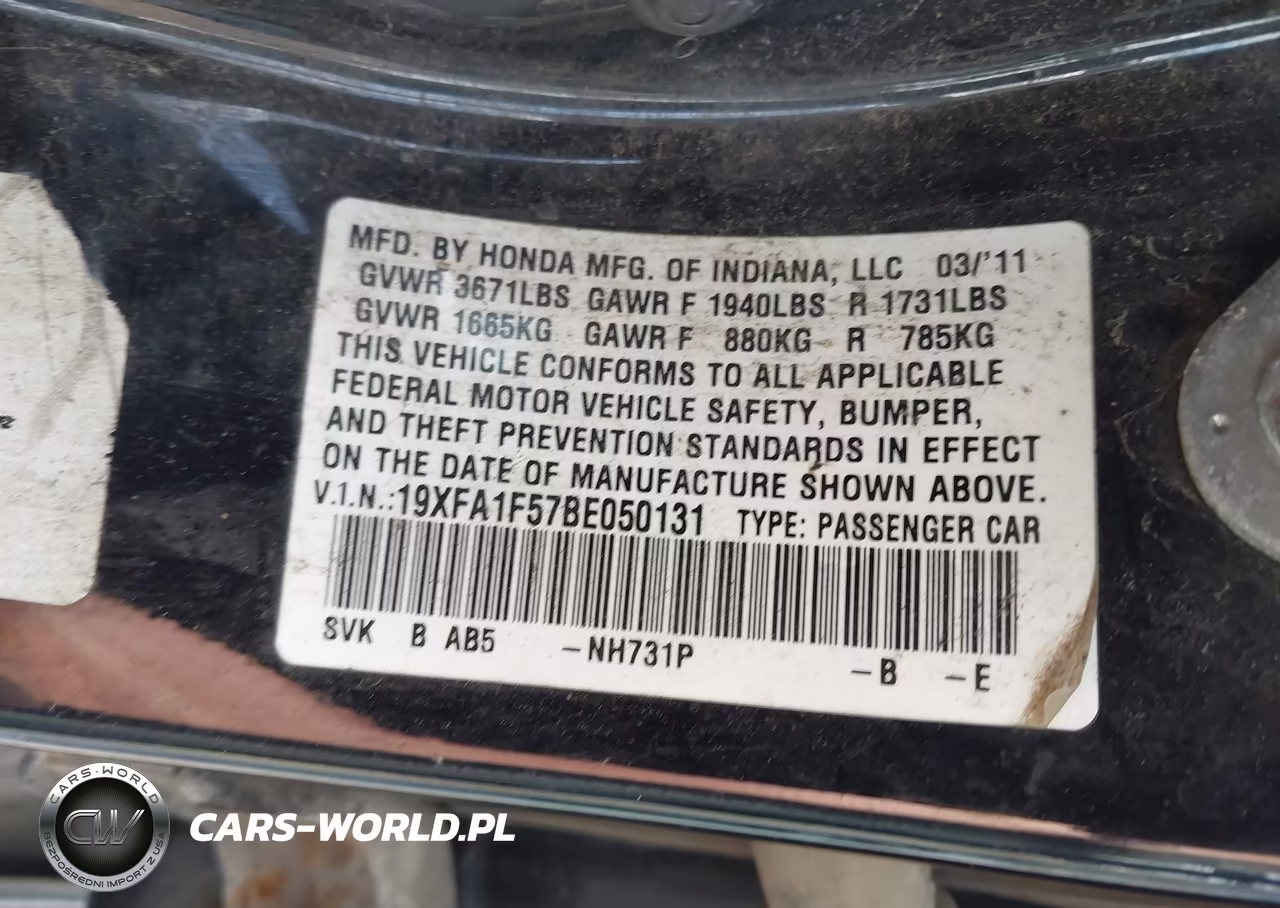 2011 Honda Civic Lx VIN:19XFA1F57BE050131 - 9