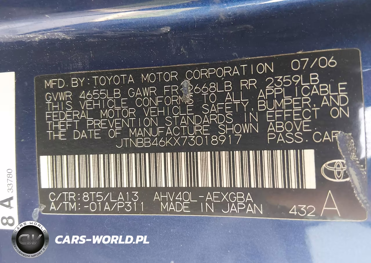 2007 Toyota Camry Hybrid VIN:JTNBB46KX73018917 - 9