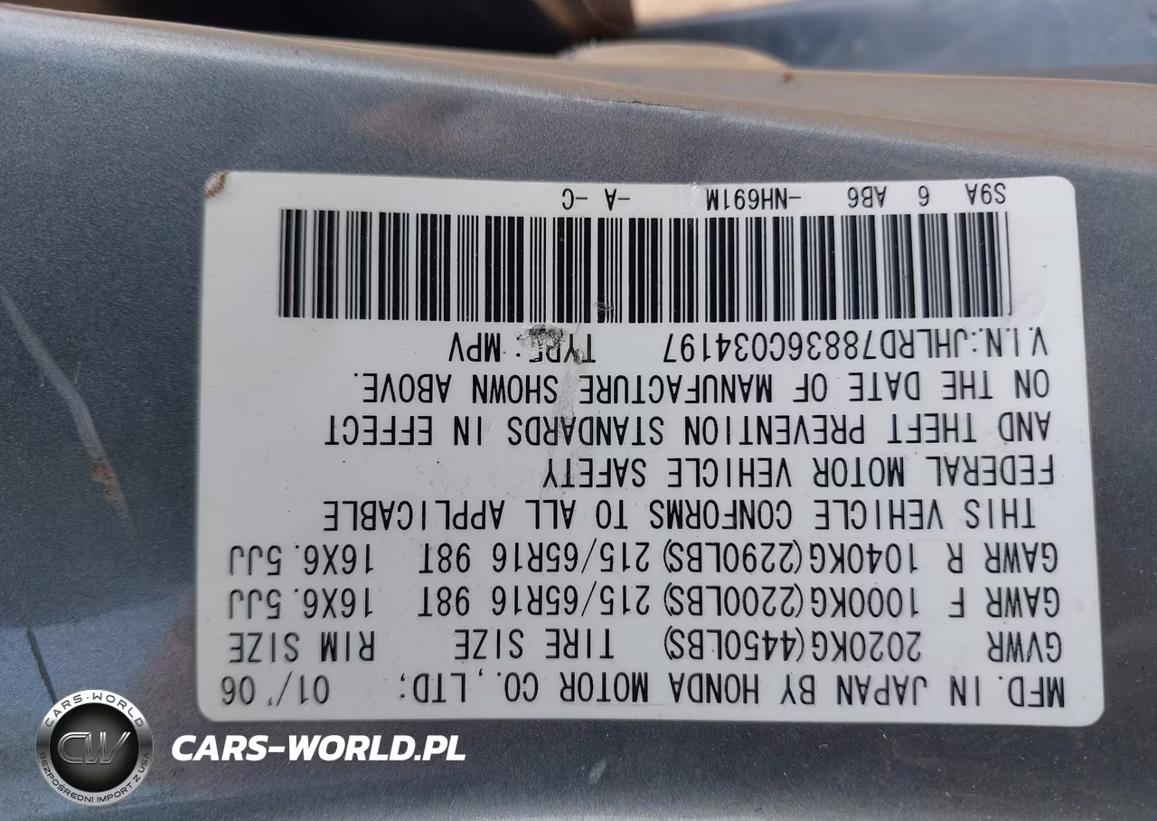 2006 Honda Cr-V Ex VIN:JHLRD78836C034197 - 9