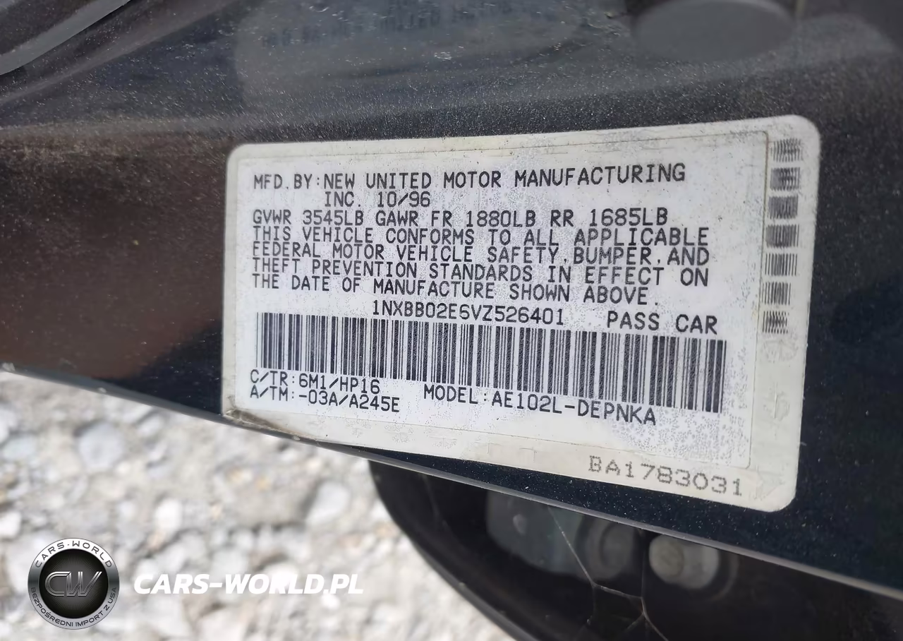 1997 Toyota Corolla Dx VIN:1NXBB02E6VZ526401 - 9