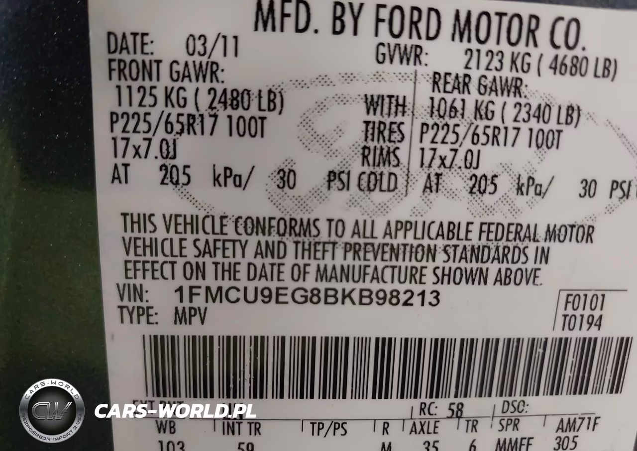 2011 Ford Escape Limited VIN:1FMCU9EG8BKB98213 - 9