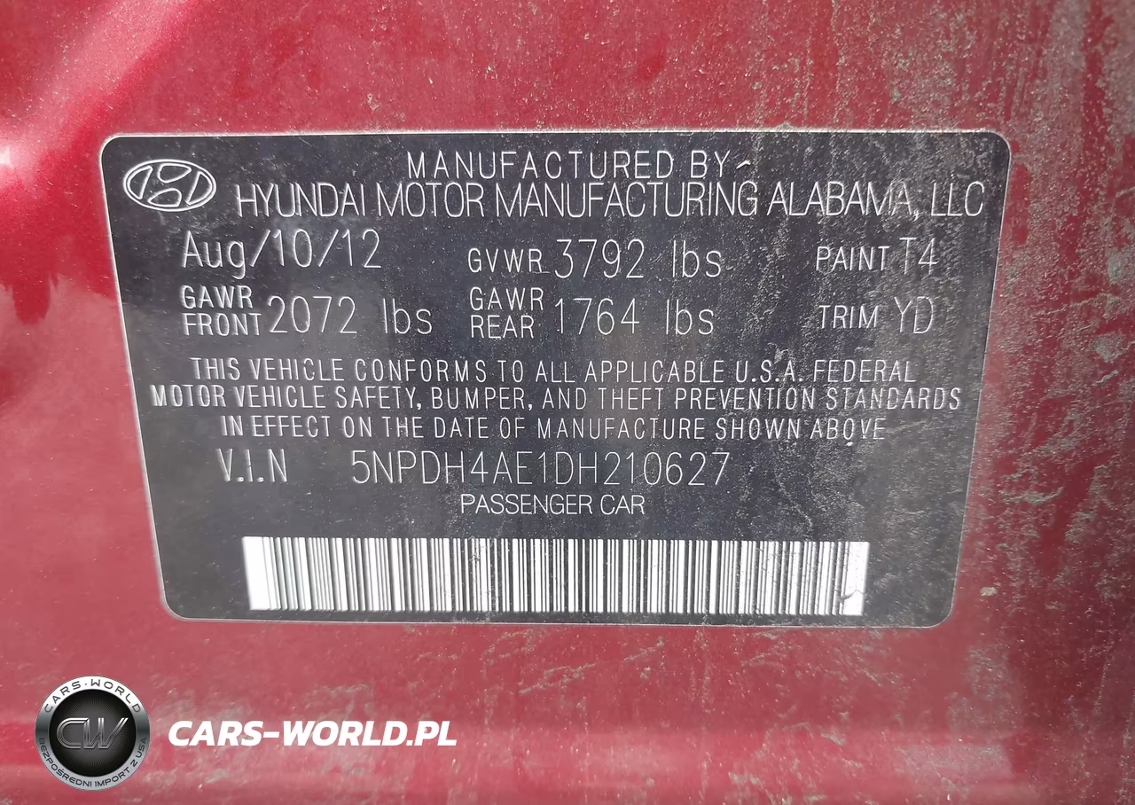 2013 Hyundai Elantra Gls VIN:5NPDH4AE1DH210627 - 9