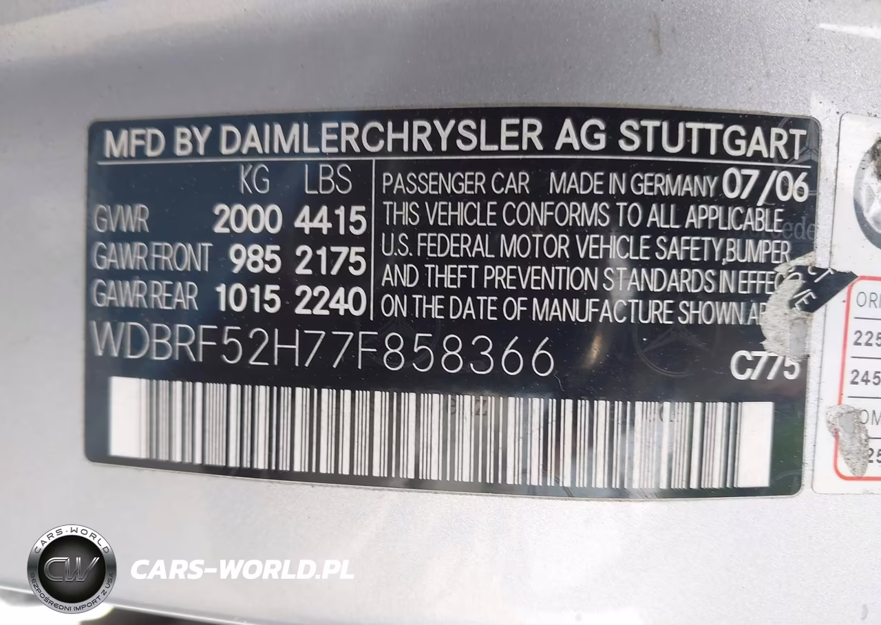 2007 Mercedes-Benz C 230 Sport VIN:WDBRF52H77F858366 - 9