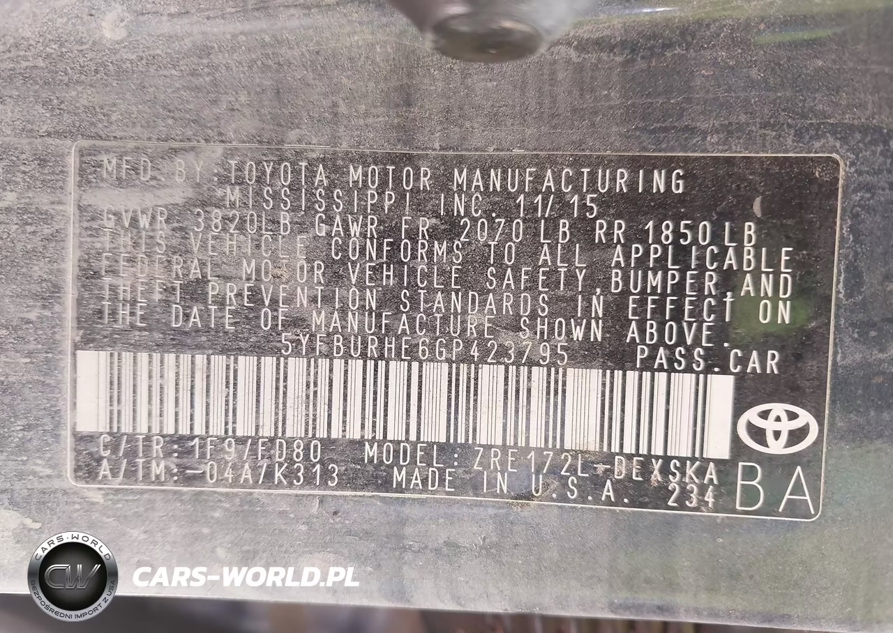 2016 Toyota Corolla S Plus VIN:5YFBURHE6GP423795 - 9