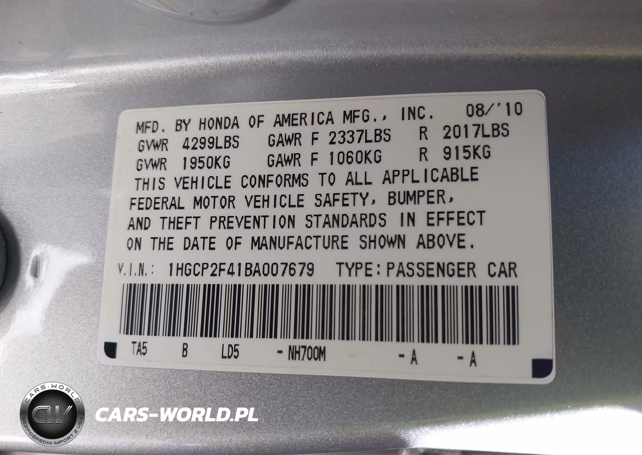 2011 Honda Accord 2.4 Lx-P VIN:1HGCP2F41BA007679 - 9