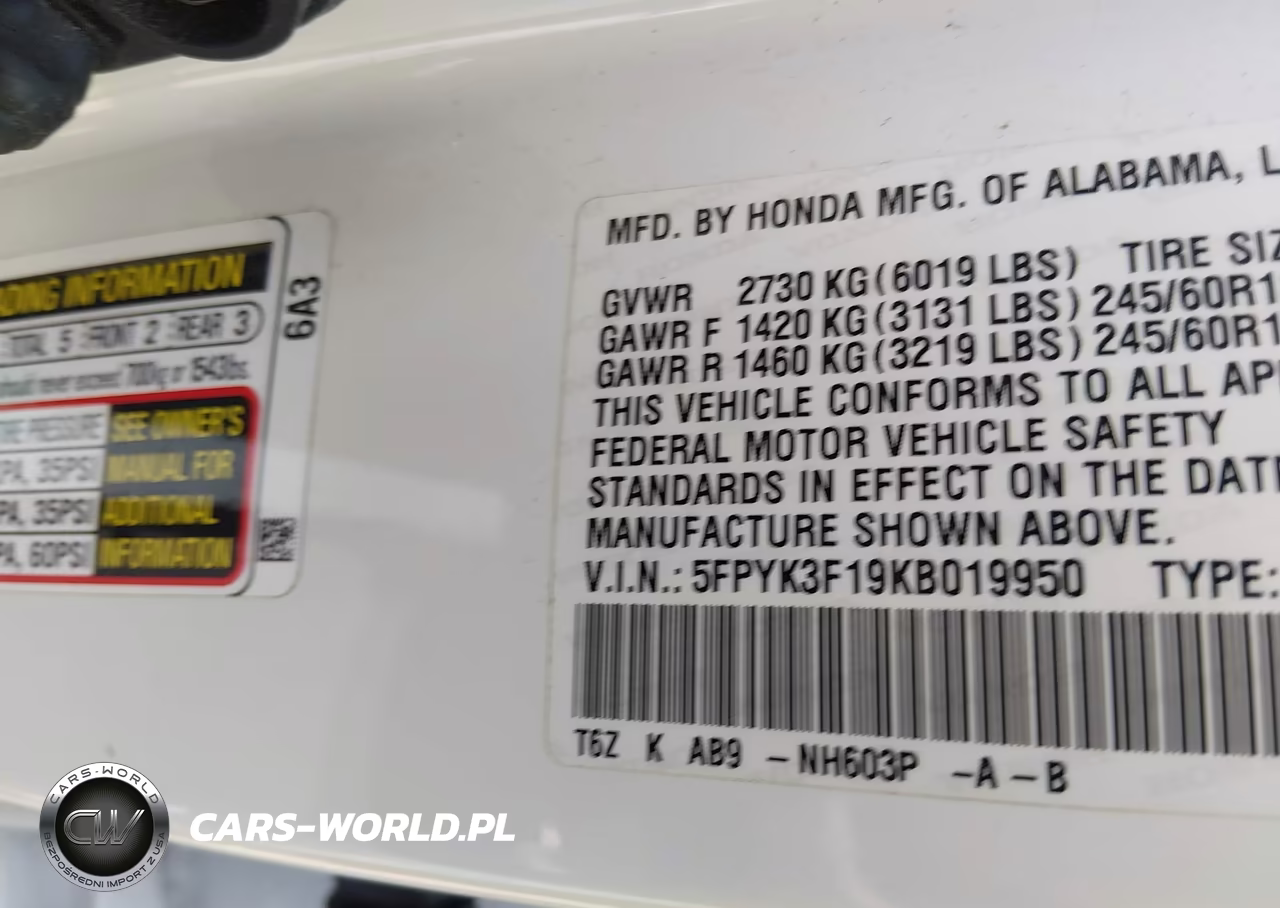 2019 Honda Ridgeline Sport VIN:5FPYK3F19KB019950 - 9