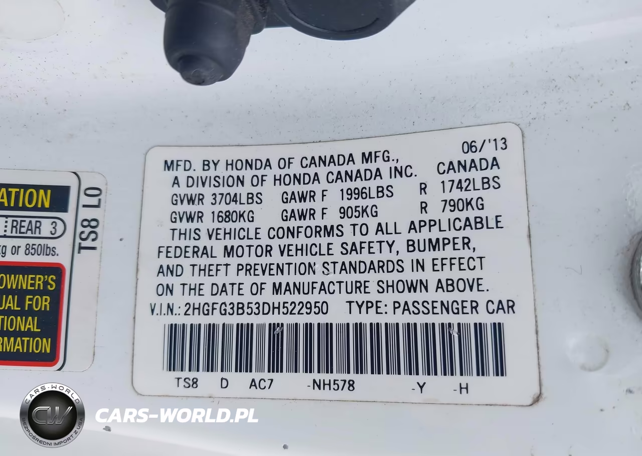 2013 Honda Civic Lx VIN:2HGFG3B53DH522950 - 9