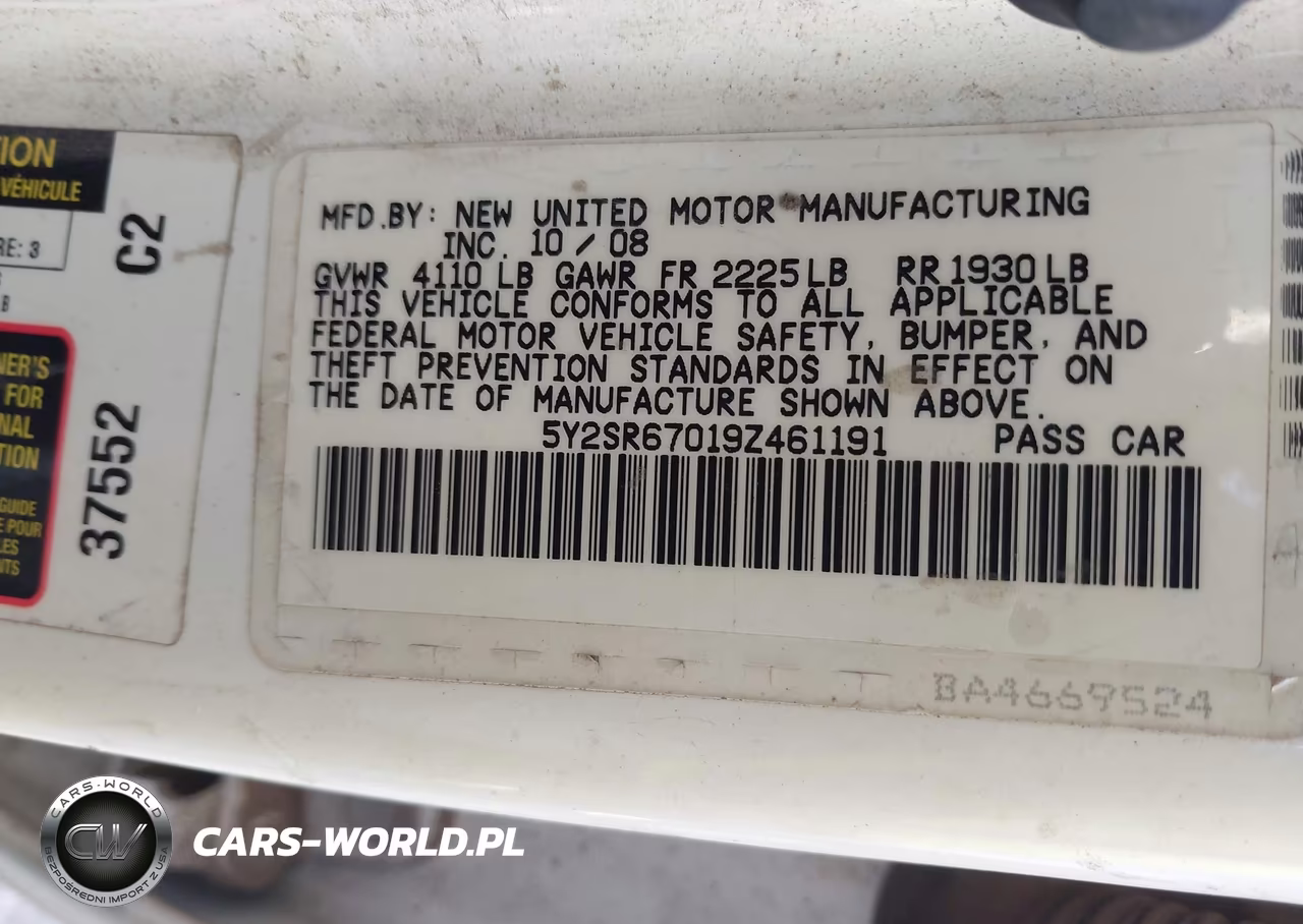 2009 Pontiac Vibe Gt VIN:5Y2SR67019Z461191 - 9