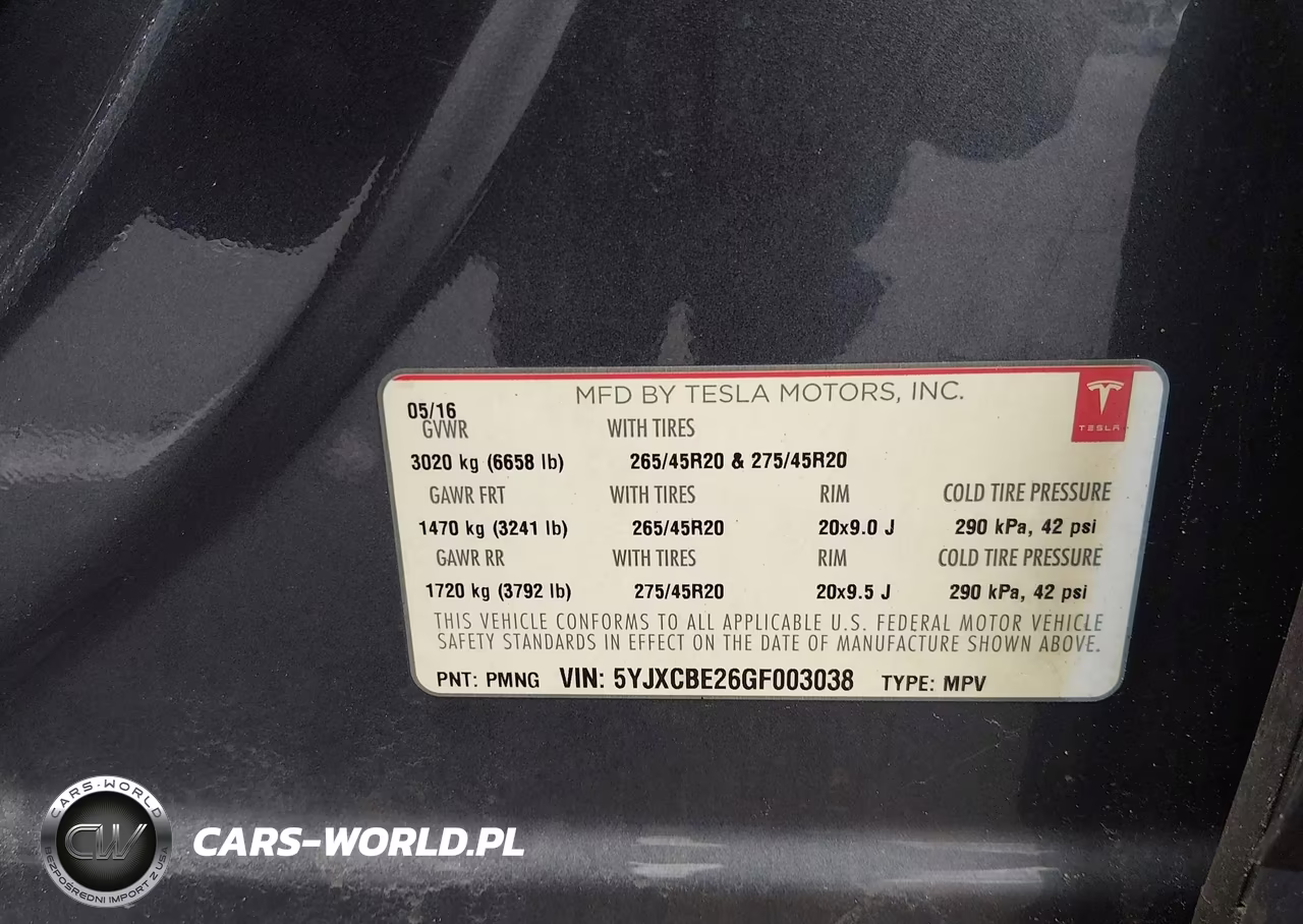 2016 Tesla Model X 60D-70D-75D-90D-P100D VIN:5YJXCBE26GF003038 - 9