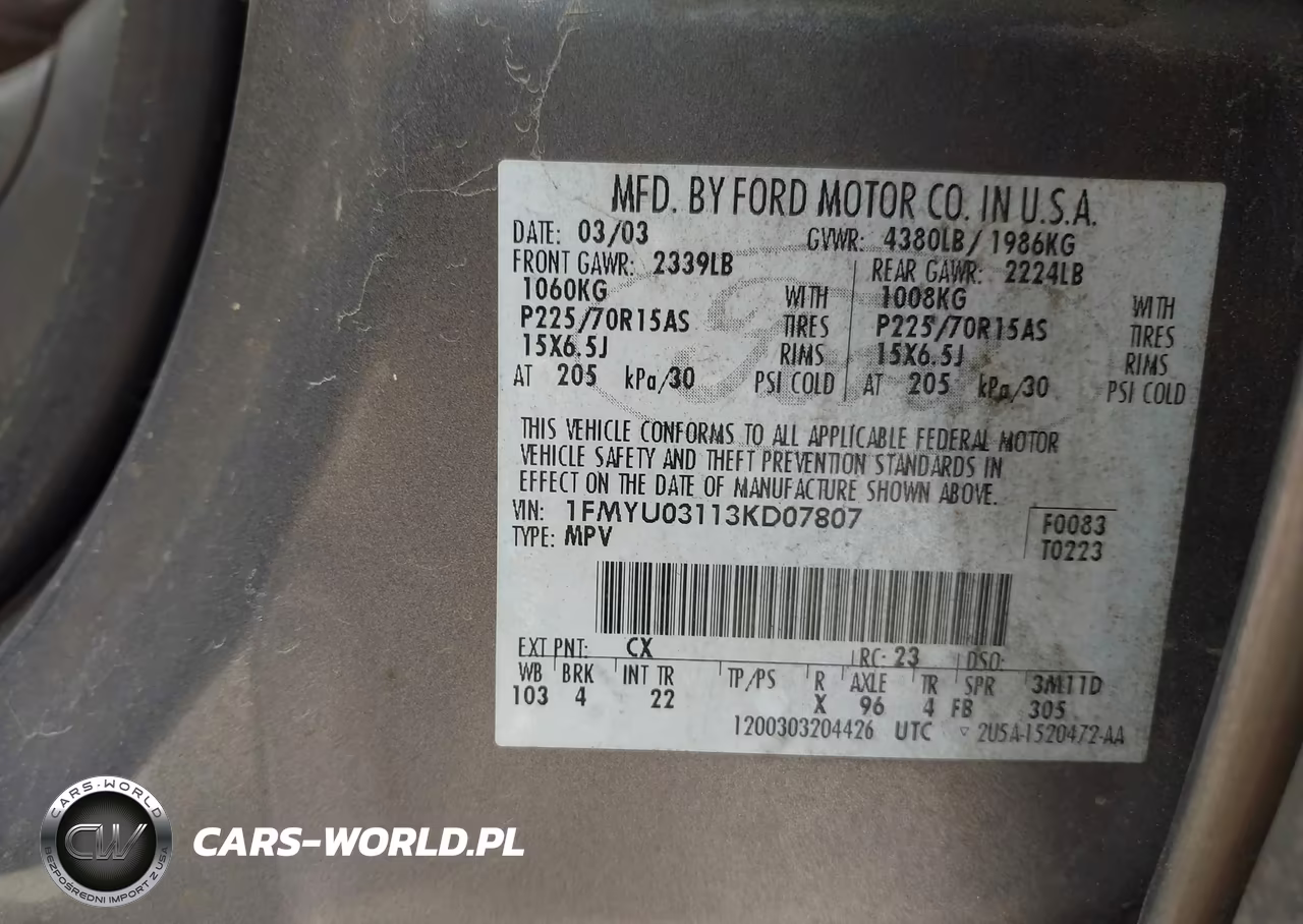 2003 Ford Escape Xlt VIN:1FMYU03113KD07807 - 9