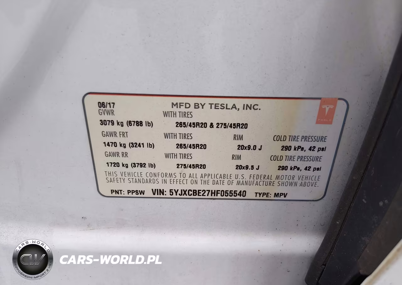 2017 Tesla Model X 100D-75D-90D VIN:5YJXCBE27HF055540 - 9
