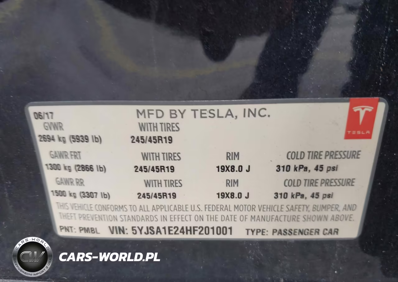 2017 Tesla Model S 100D-60D-75D-90D-P100D VIN:5YJSA1E24HF201001 - 9