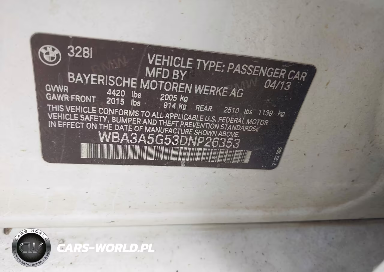 2013 BMW 328I VIN:WBA3A5G53DNP26353 - 9