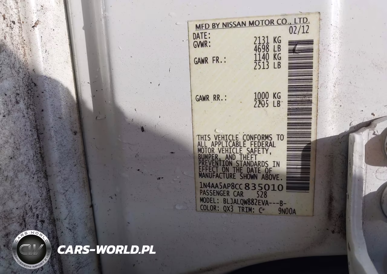 2012 Nissan Maxima 3.5 S VIN:1N4AA5AP8CC835010 - 9