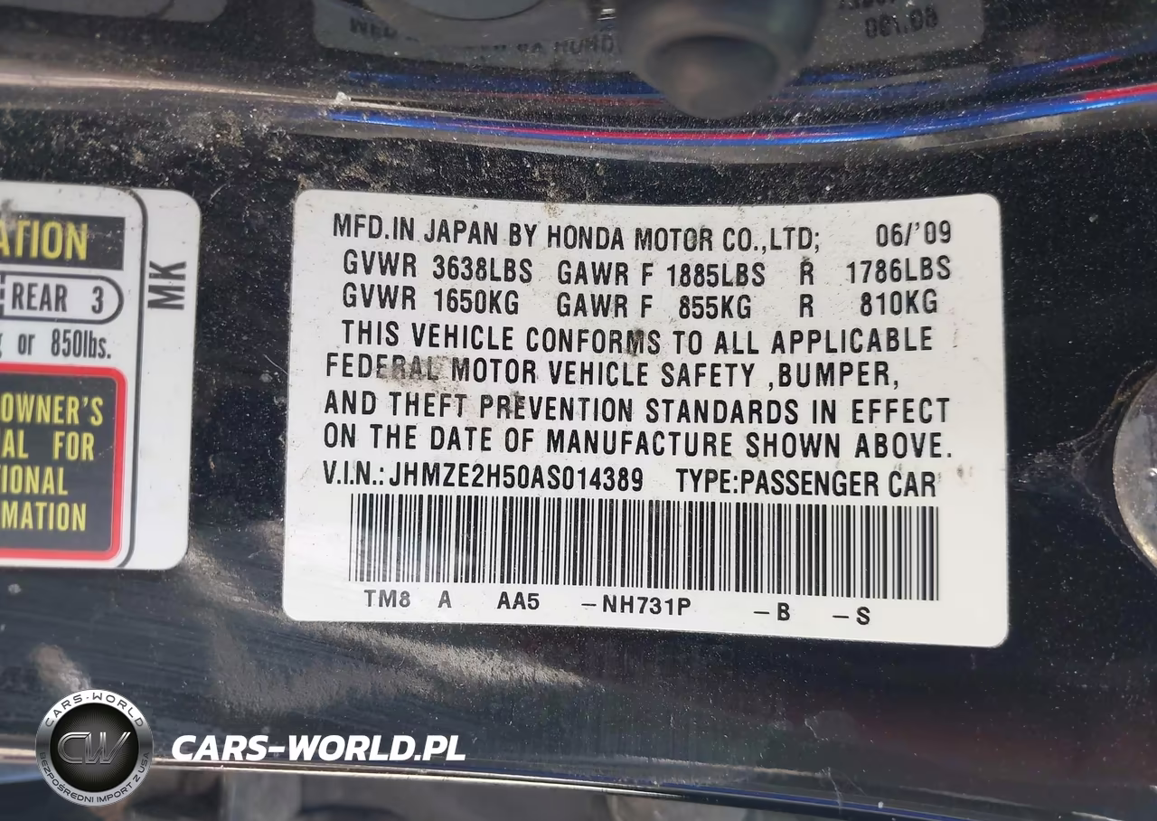 2010 Honda Insight Lx VIN:JHMZE2H50AS014389 - 9