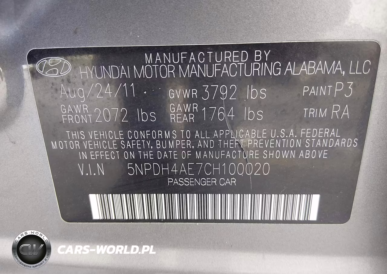 2012 Hyundai Elantra Gls VIN:5NPDH4AE7CH100020 - 9