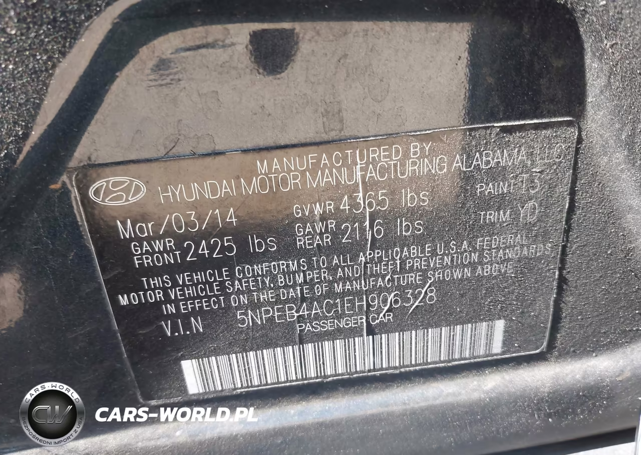 2014 Hyundai Sonata Gls VIN:5NPEB4AC1EH906328 - 9