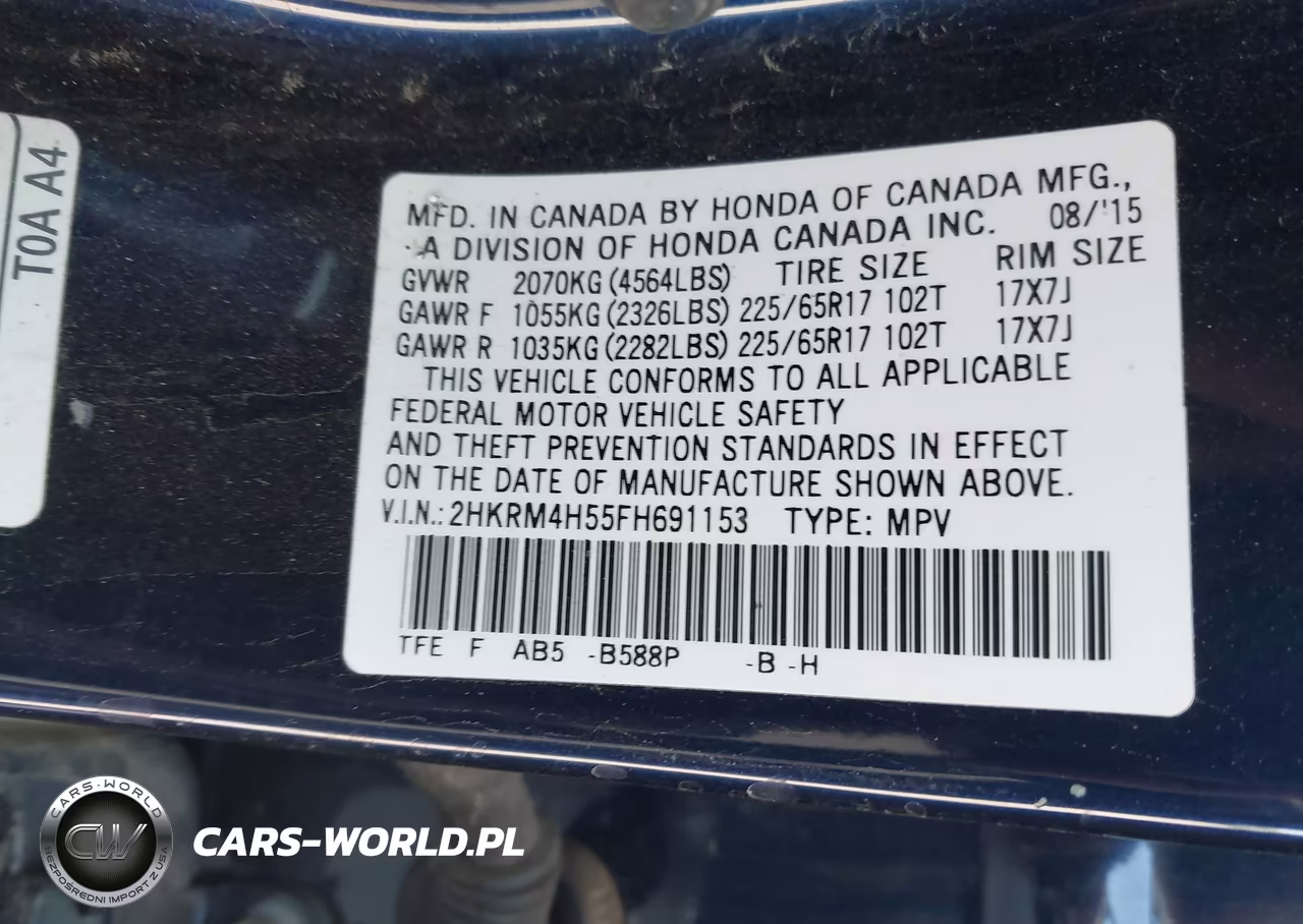 2015 Honda Cr-V Ex VIN:2HKRM4H55FH691153 - 9