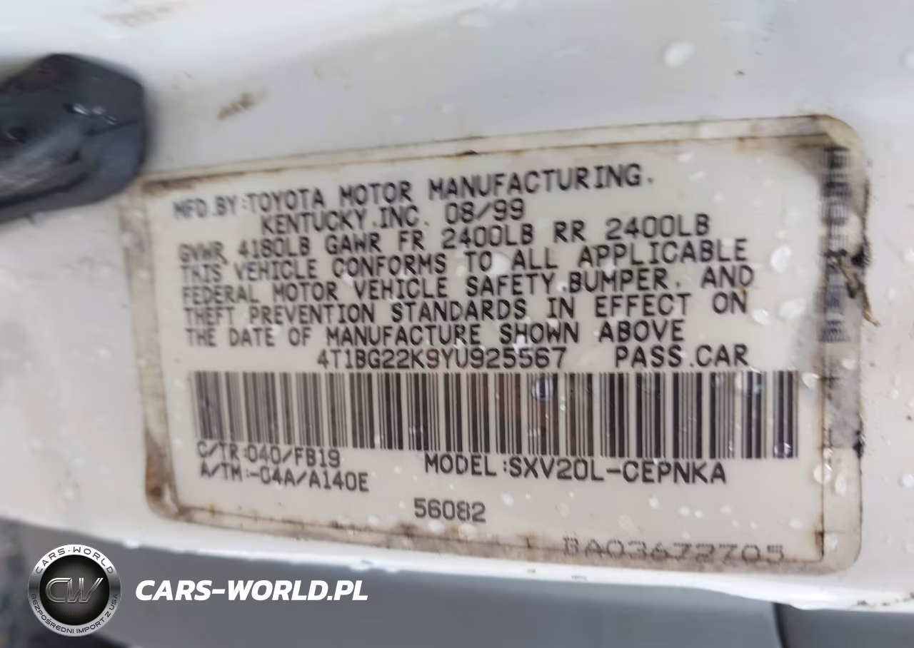 2000 Toyota Camry Le VIN:4T1BG22K9YU925567 - 9