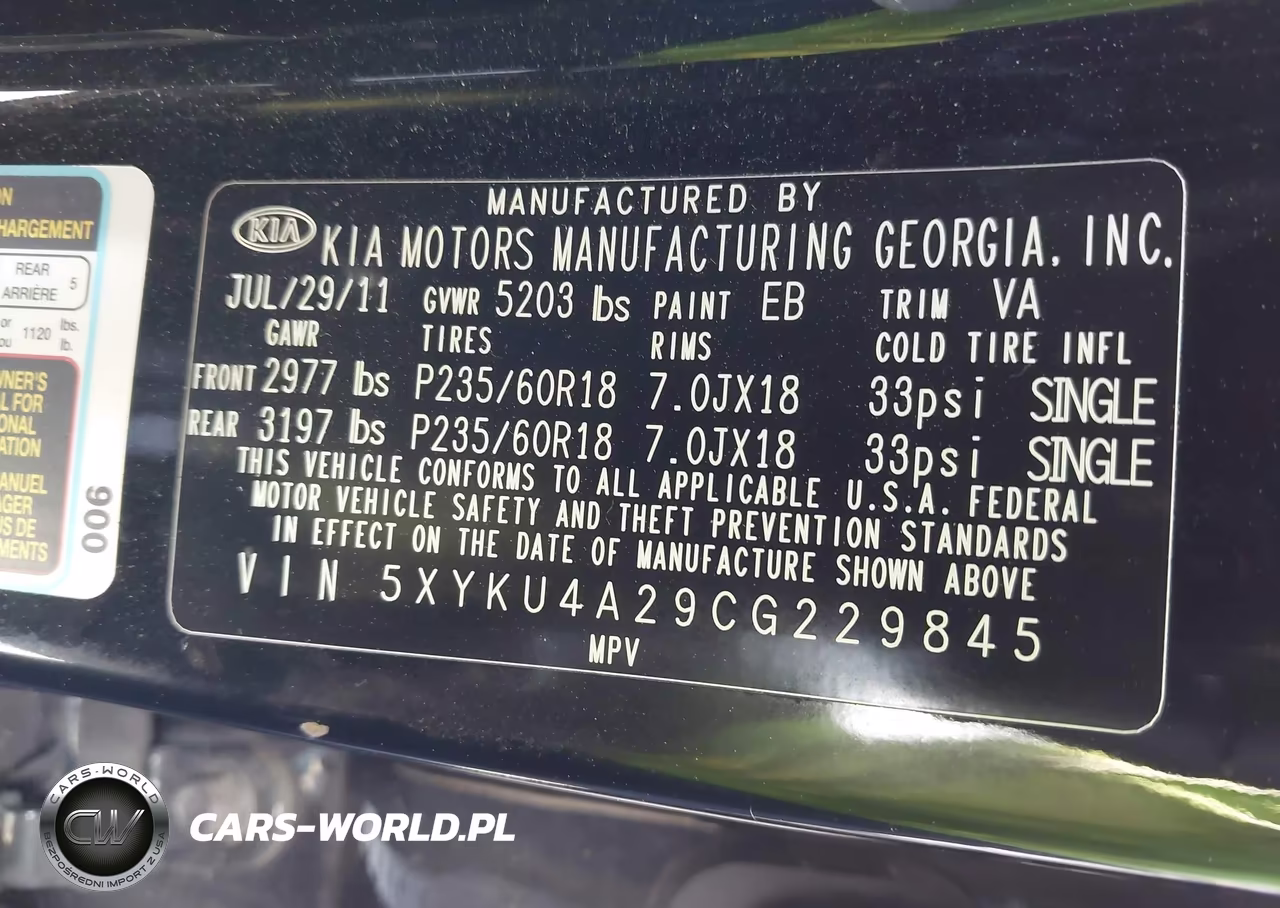 2012 Kia Sorento Ex V6 VIN:5XYKU4A29CG229845 - 9
