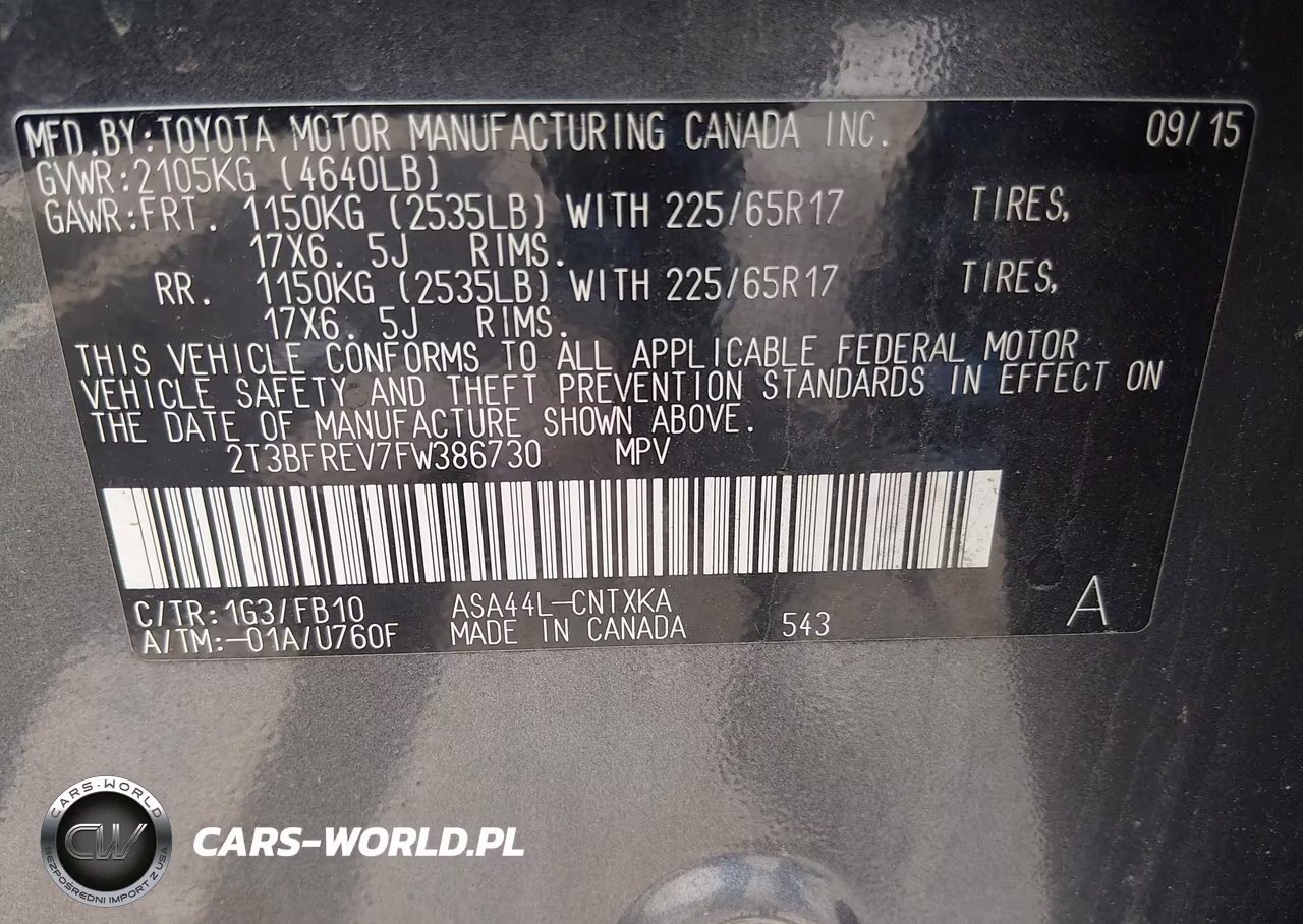 2015 Toyota Rav4 Le VIN:2T3BFREV7FW386730 - 9