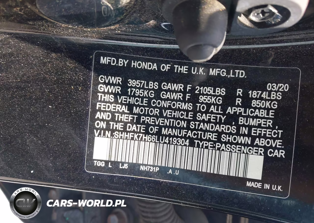2020 Honda Civic Ex VIN:SHHFK7H66LU419304 - 9