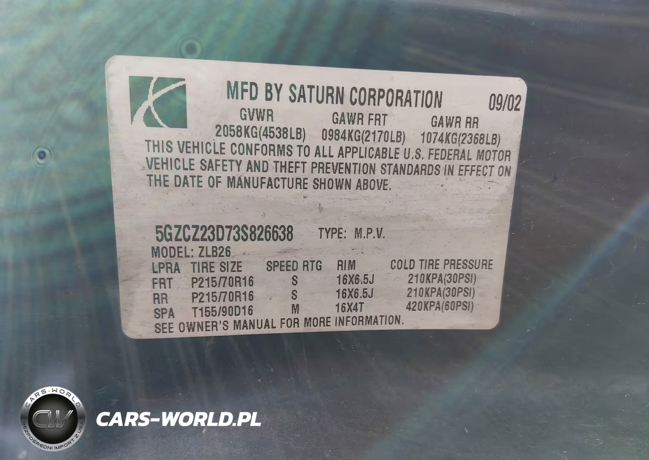 2003 Saturn Vue 4 Cyl VIN:5GZCZ23D73S826638 - 9
