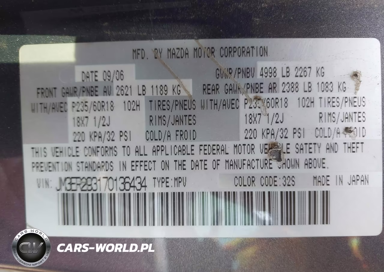 2007 Mazda Cx-7 Sport VIN:JM3ER293170136434 - 9
