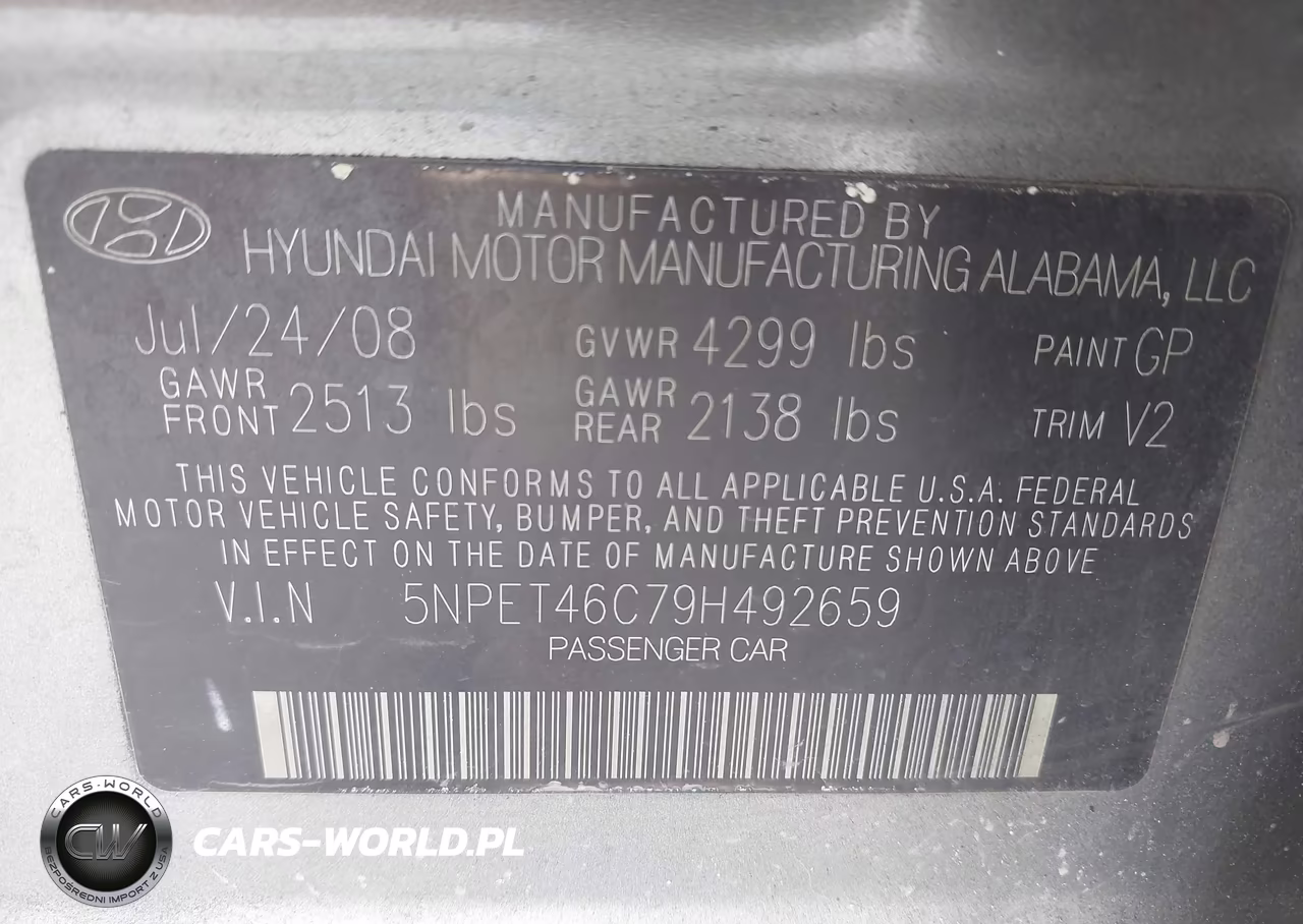 2009 Hyundai Sonata Gls VIN:5NPET46C79H492659 - 9