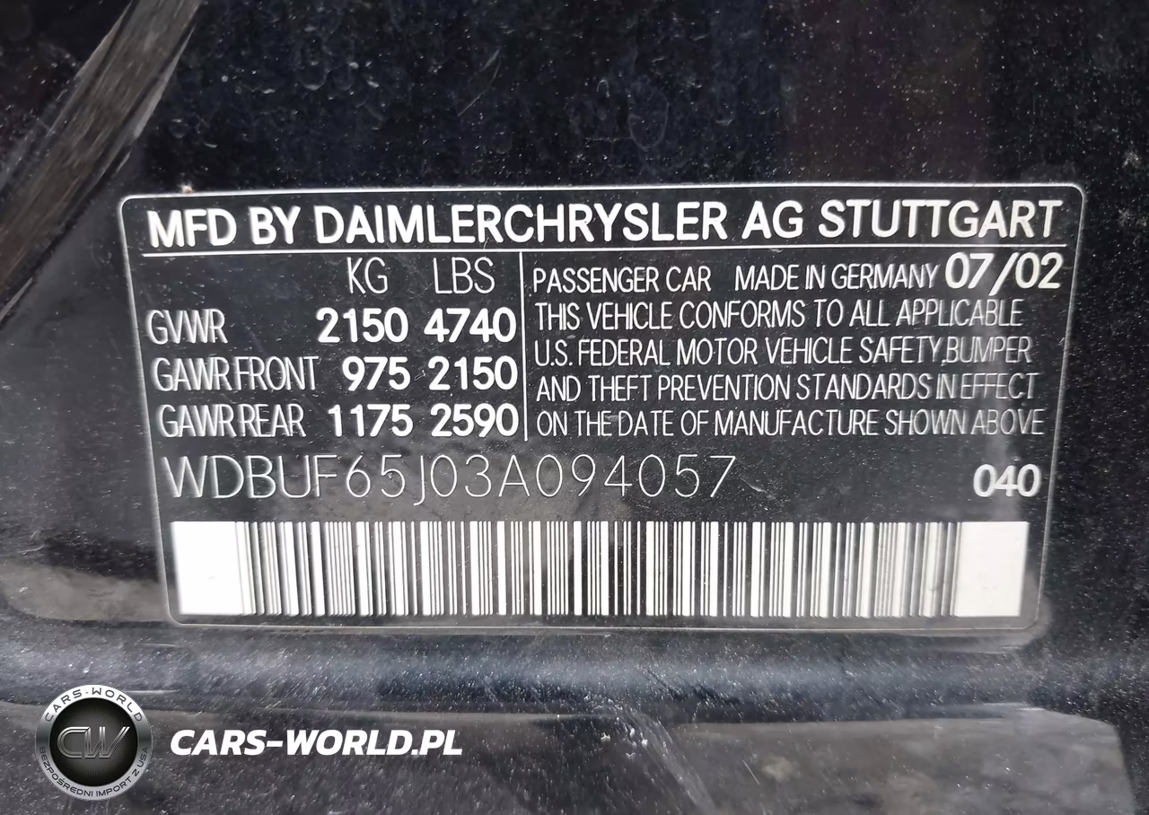 2003 Mercedes-Benz E 320 VIN:WDBUF65J03A094057 - 9