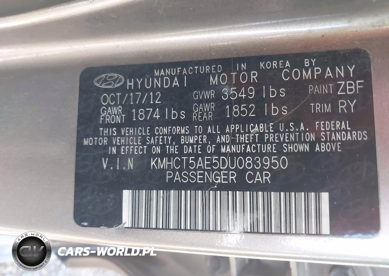 2013 Hyundai Accent Gs VIN:KMHCT5AE5DU083950 - 8