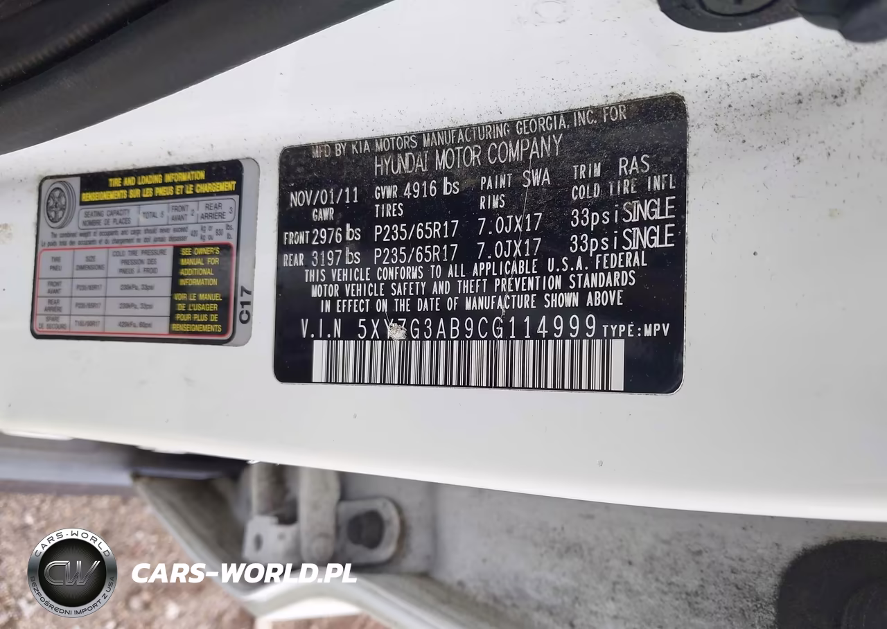 2012 Hyundai Santa Fe Gls VIN:5XYZG3AB9CG114999 - 9