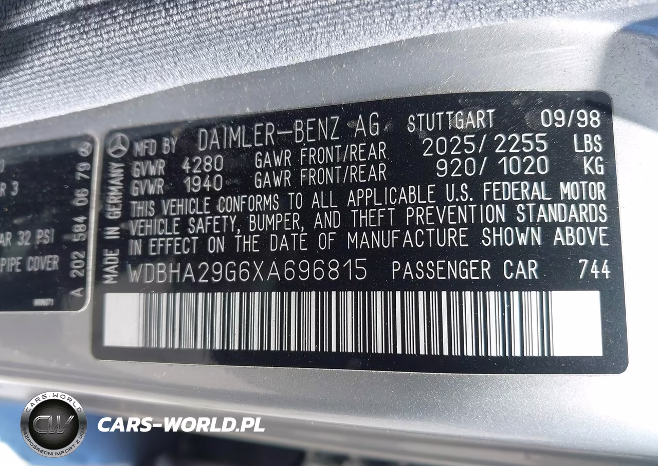 1999 Mercedes-Benz C 280 VIN:WDBHA29G6XA696815 - 9
