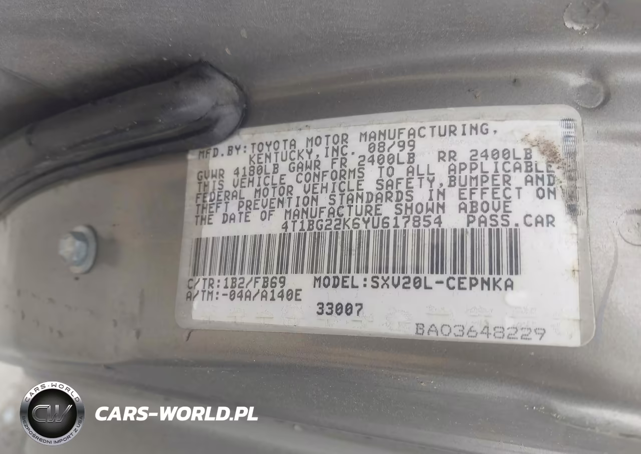 2000 Toyota Camry Le VIN:4T1BG22K6YU617854 - 9