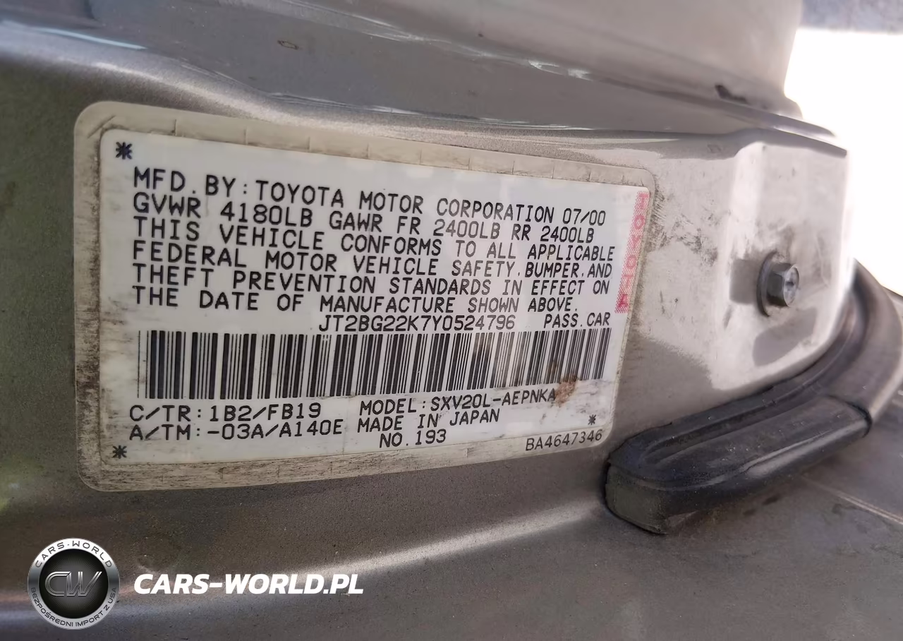 2000 Toyota Camry Le VIN:JT2BG22K7Y0524796 - 9