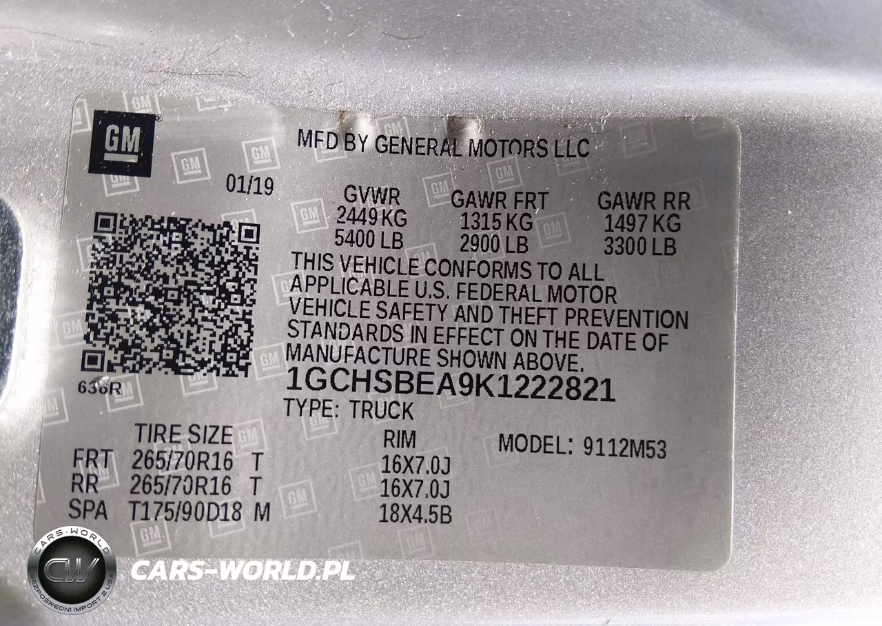 2019 Chevrolet Colorado Wt VIN:1GCHSBEA9K1222821 - 9