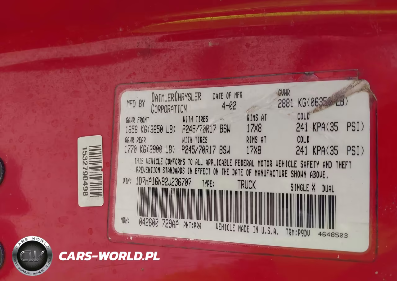 2002 Dodge Ram 1500 St VIN:1D7HA16N92J236707 - 9