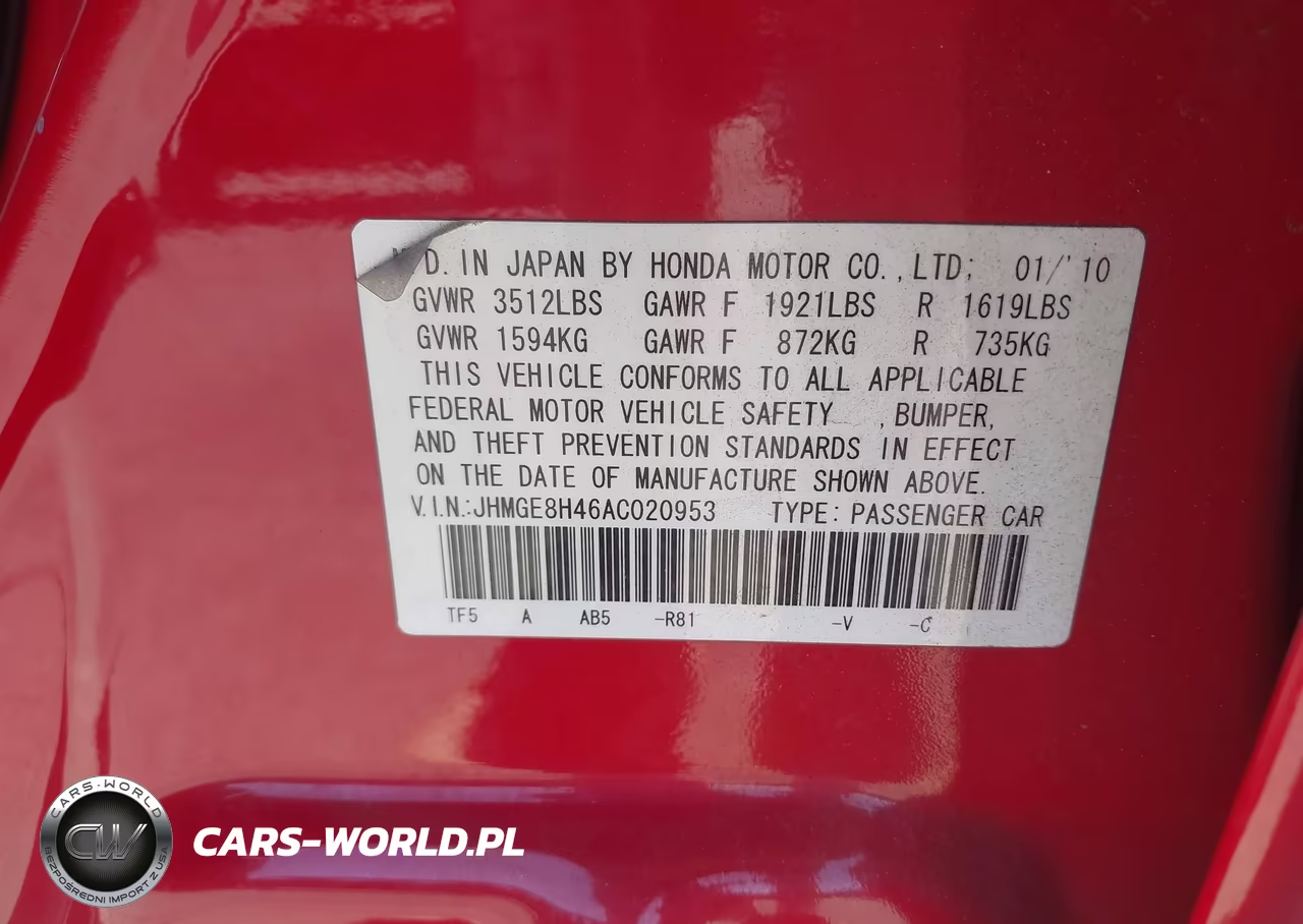 2010 Honda Fit Sport VIN:JHMGE8H46AC020953 - 9