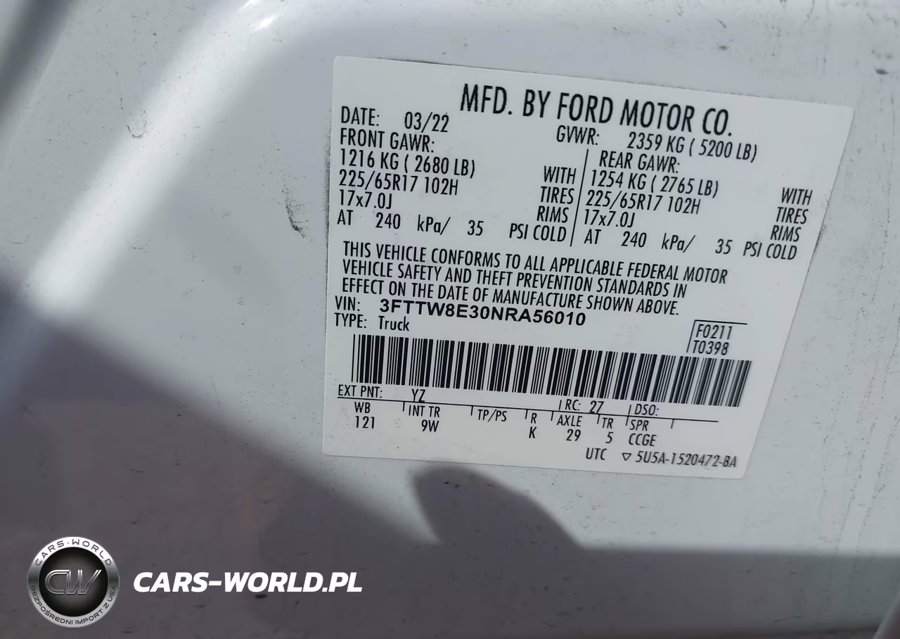 2022 Ford Maverick Xl VIN:3FTTW8E30NRA56010 - 9
