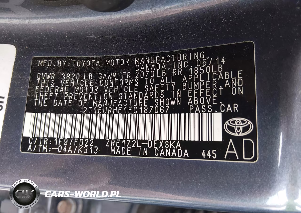 2014 Toyota Corolla S Plus VIN:2T1BURHE1EC187067 - 9